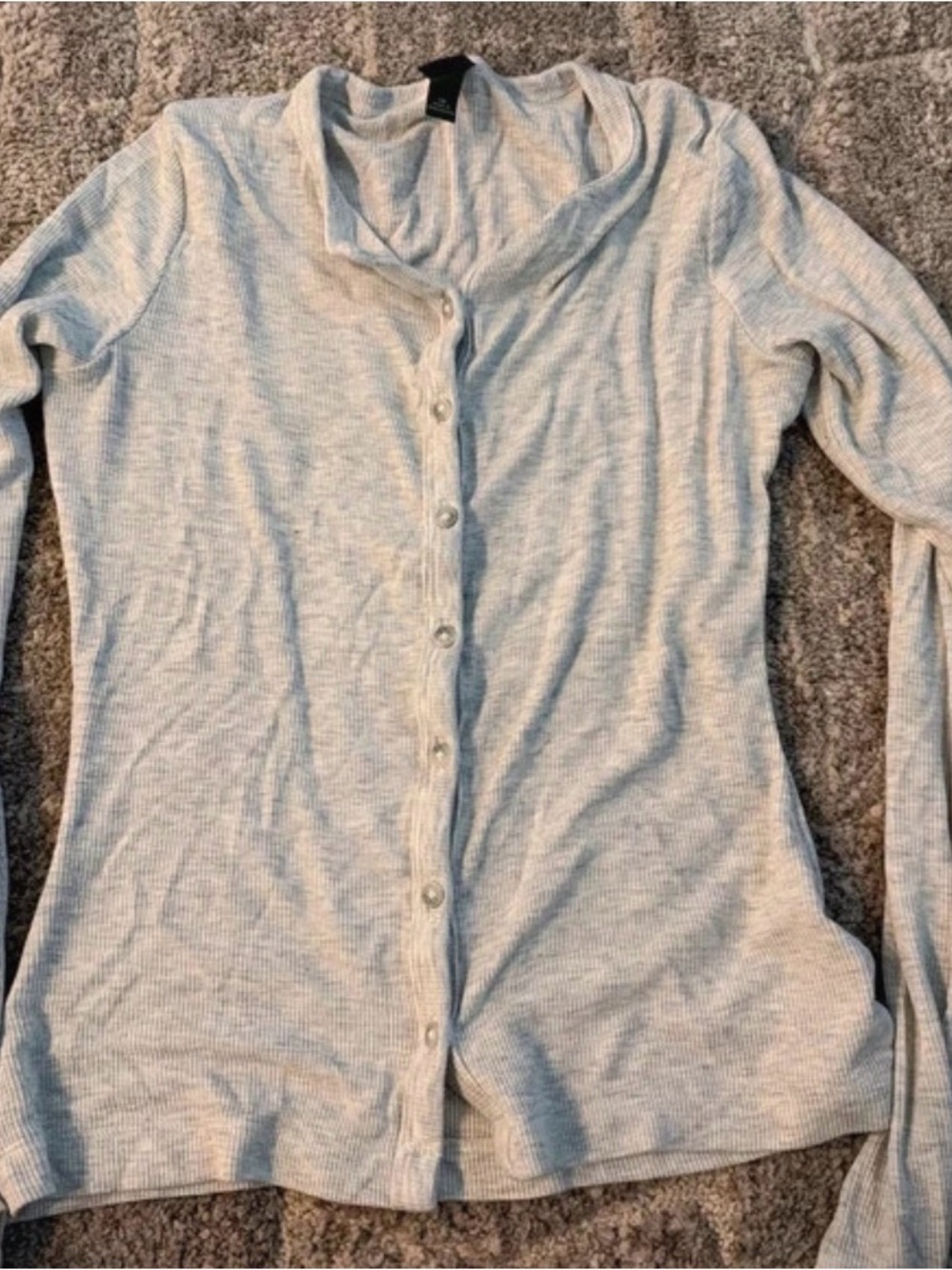 wild fable Light Gray Ribbed Button-Down Top